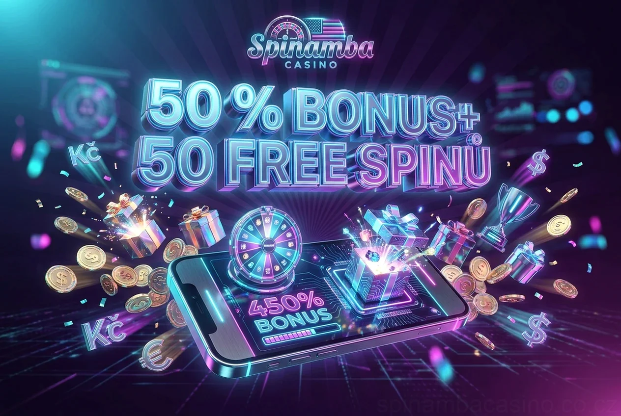 50 % BONUS+ 50 FREE SPINŮ